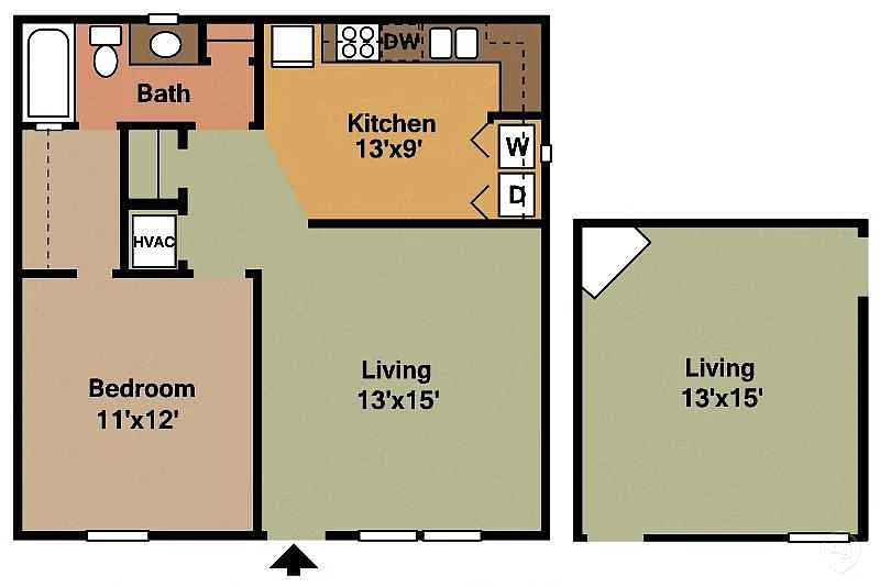 Floor plan 1Bed - 1Bath