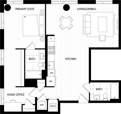 Floor plan 1Bed/2 Bath/C31