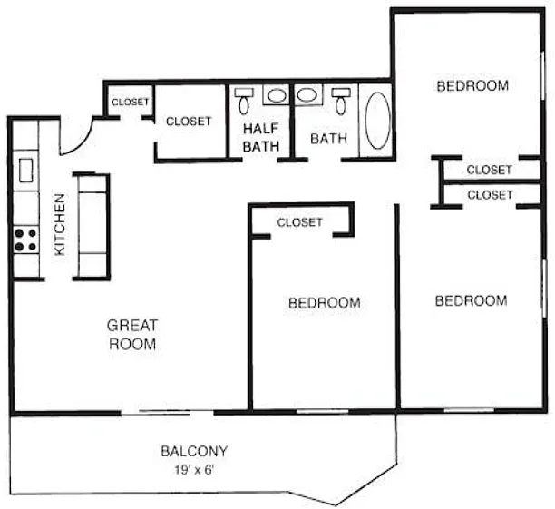 Floor plan 3B - 3 Bedroom