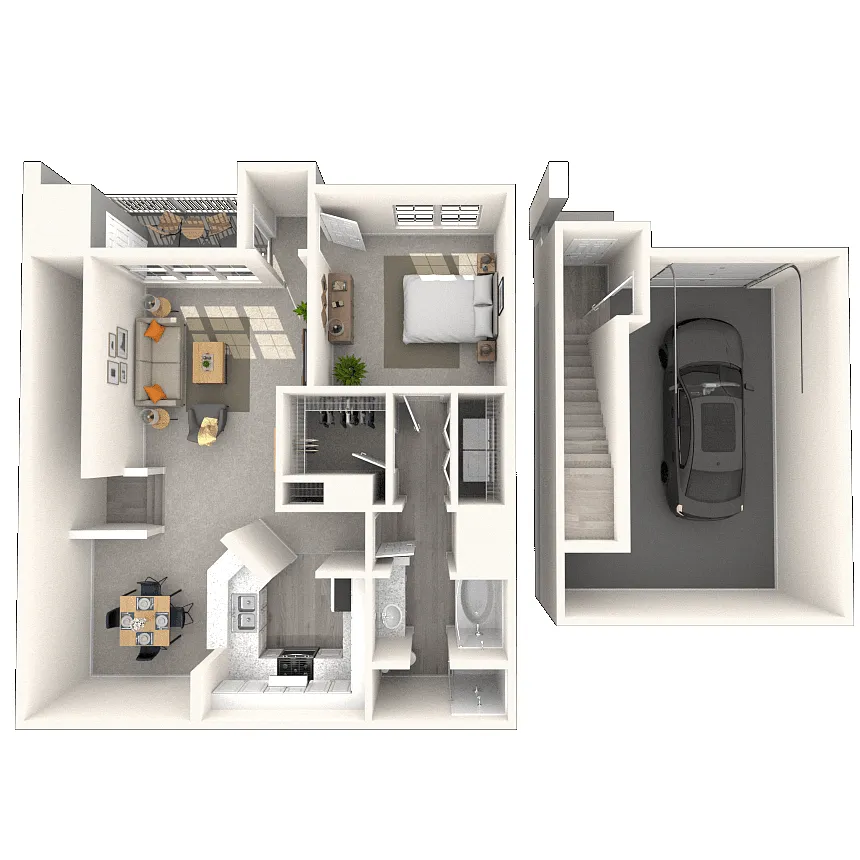 Floor plan Traditional 1x1 882-899 SF