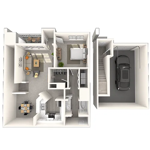 Floor plan Traditional 1x1 882-899 SF