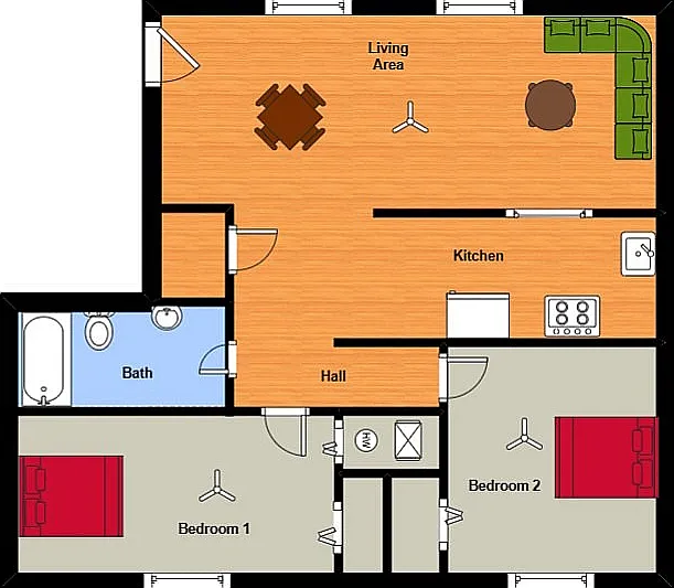 2 BR Floor Plan 2 BR Floor Plan