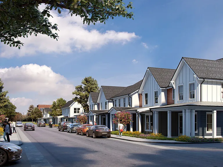 Single-family-style buildings with two-story flats