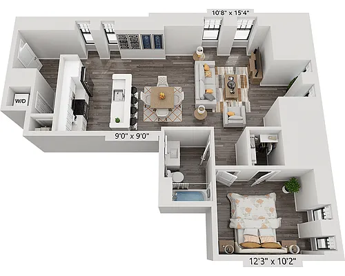 Floor plan One Bedroom A1A4