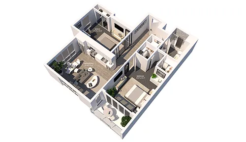Floor plan 2 Bed 1 Bath Corner Unit