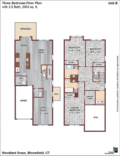 Floor plan $1.80/sq.ft. - 3 Bedroom Townhome_ Plan B