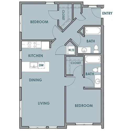 Floor plan 2 Bedrooms 2 Baths