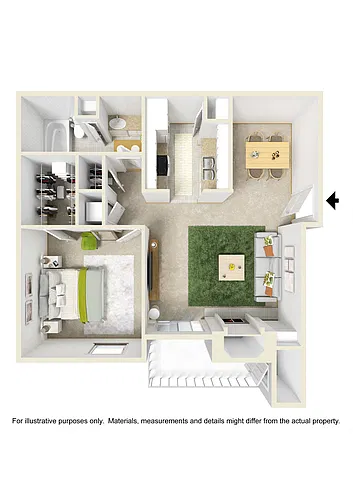 Floor plan One Bed One Bath