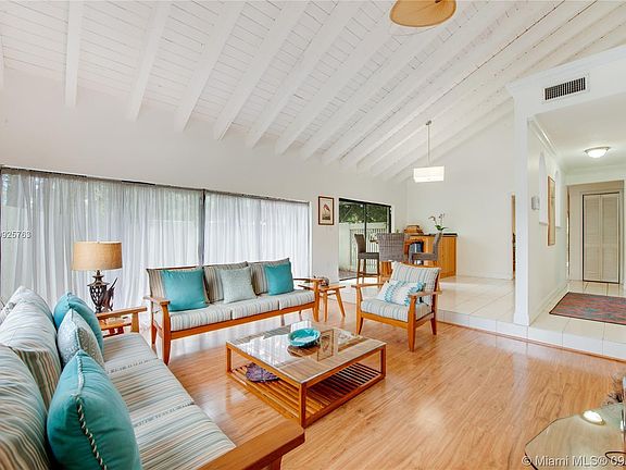 Living room with dining room view