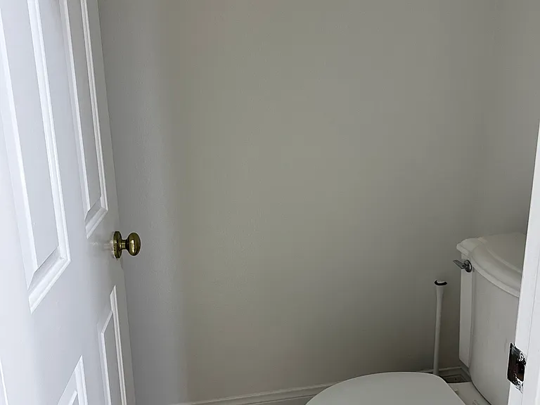 Master toilet with door.