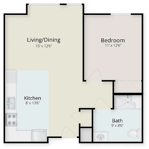 Floor plan One Bedroom B
