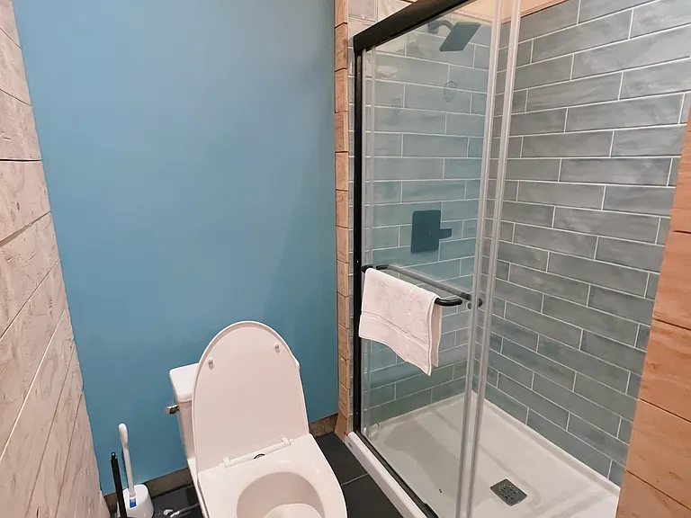 bathroom shower, all newly renovated.