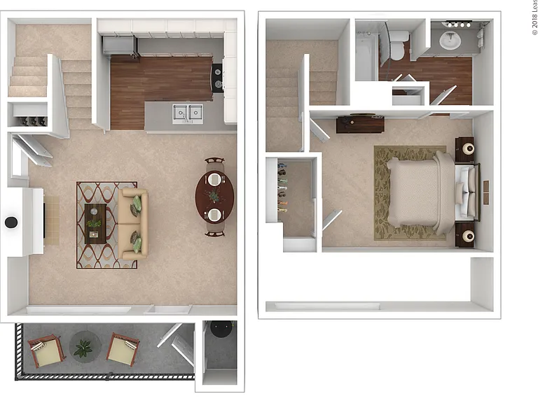 A2 TH: Beds - 1: Baths - 1: SqFt Range - 676 to 676