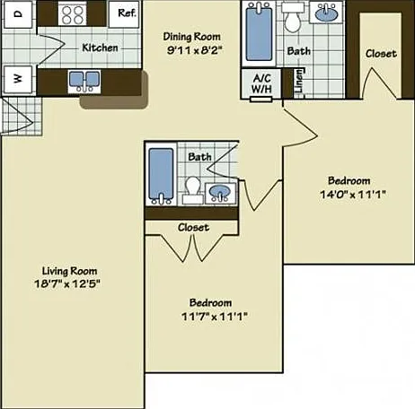 2 Bedroom | 2 Bath | 1015 SF 2 Bedroom | 2 Bath | 1015 SF