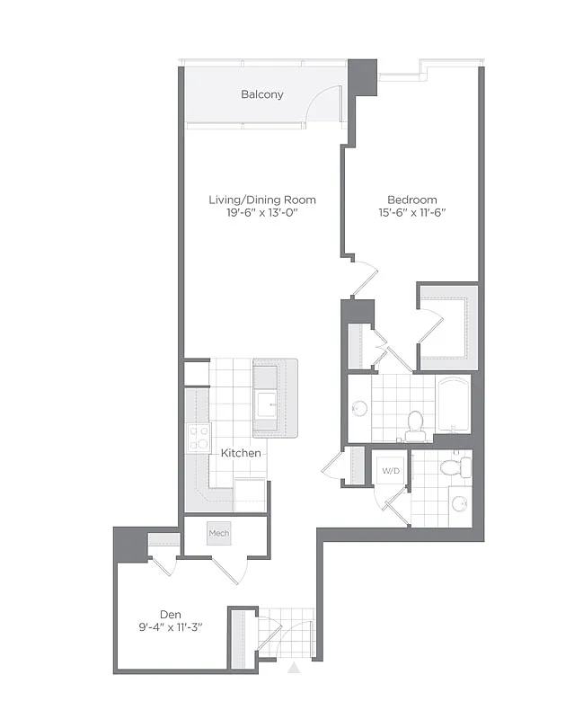 Floor plan 1 Bed - 1 Bath | AD04
