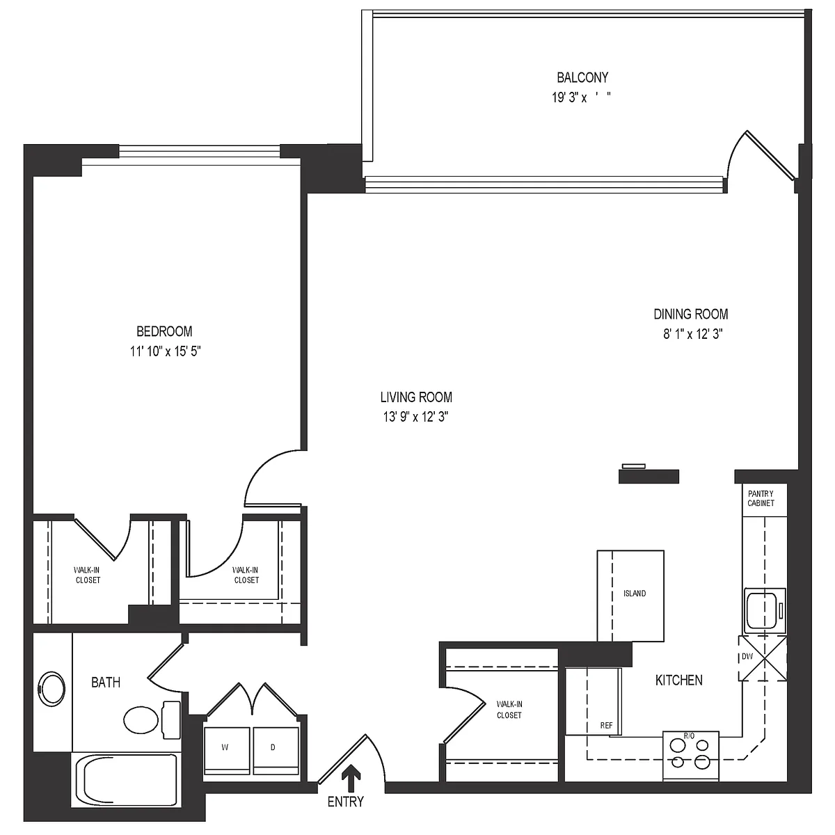 Floor plan 1 Bedroom 1 Bath 918 SF 11cr