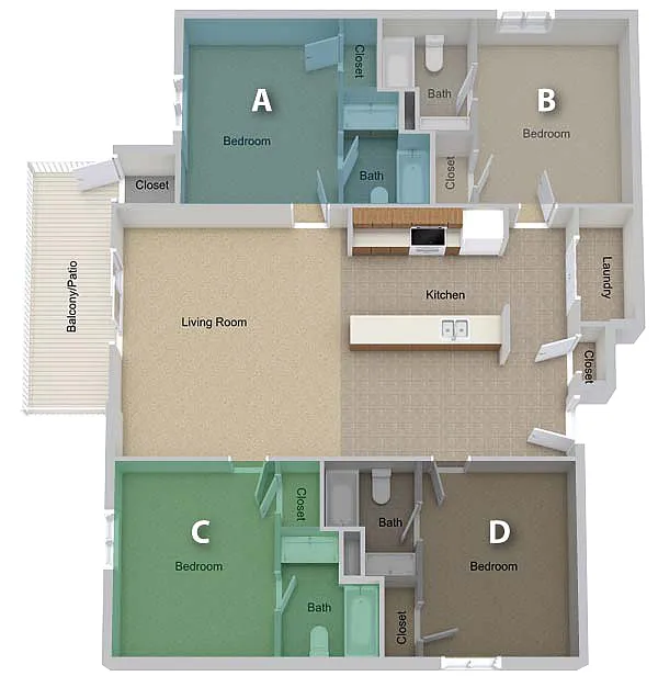 Floor plan By The Person Pricing - Four Bedroom