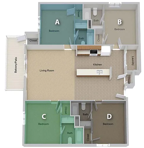 Floor plan By The Person Pricing - Four Bedroom