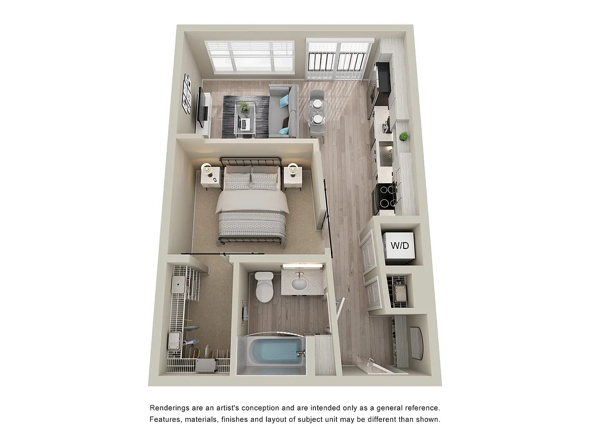 Floor plan 1BD, 1BTH A1