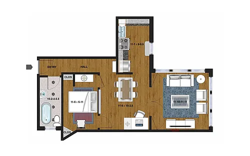Floor plan One Bedroom A