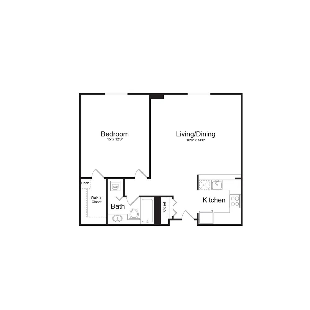 Floor plan olqa10d1 | 1 Bed | 1 Bath