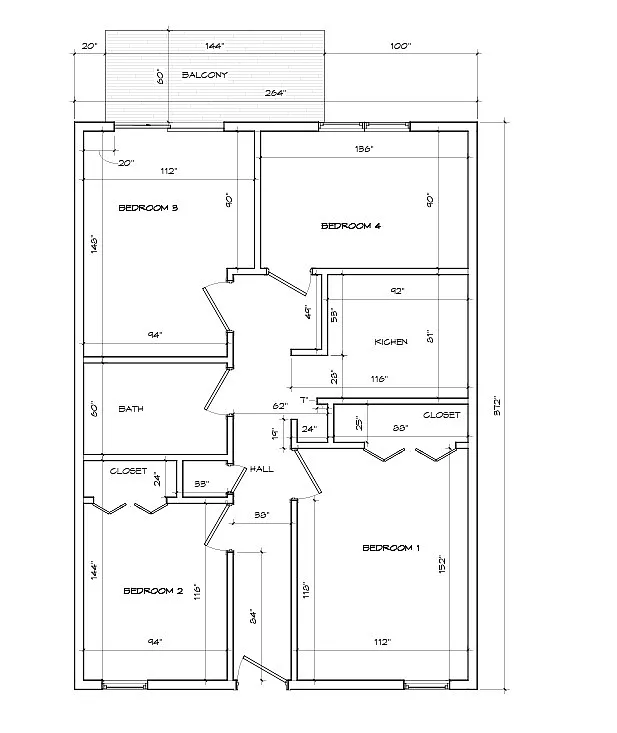 Floor plan 4 bed - 1 bath