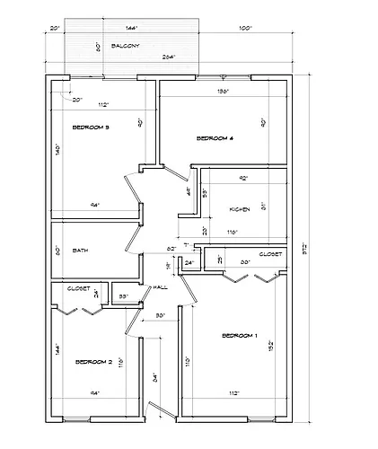 Floor plan 4 bed - 1 bath