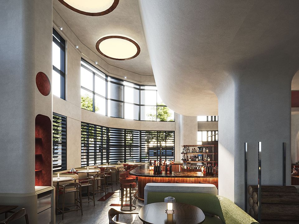 Bar and lounge area at FUM, Stella at Star Metals exquisite on-site dining experience in West Midtown Atlanta, GA.