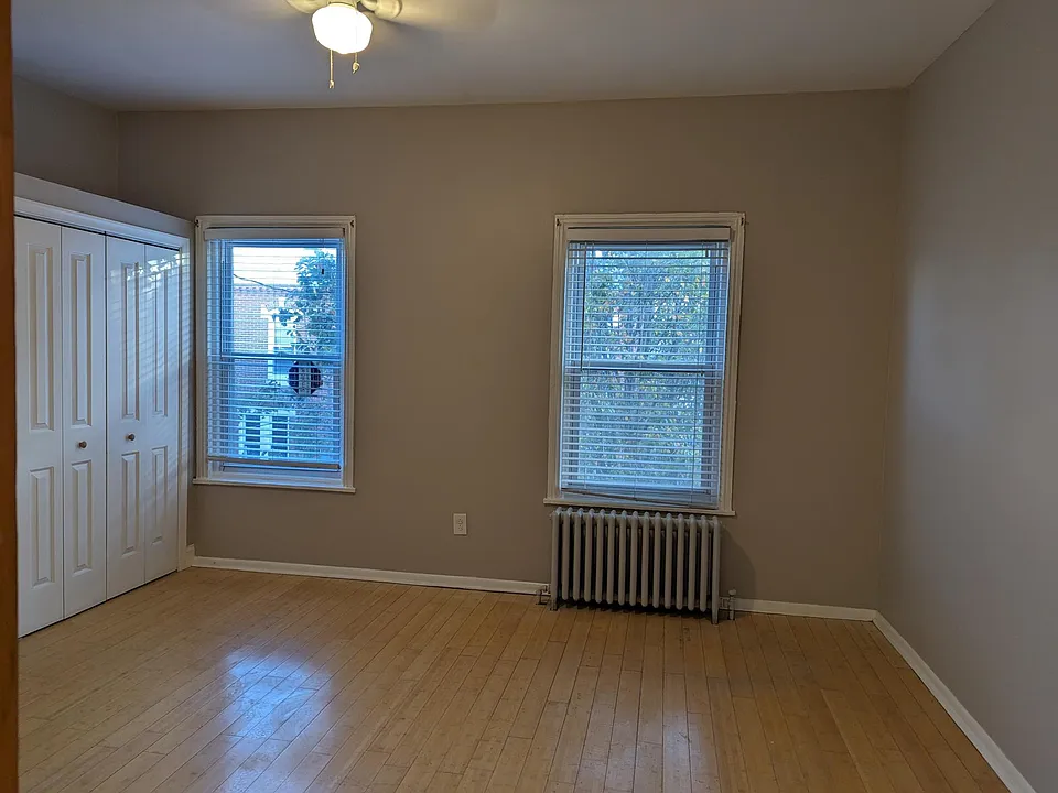 Front room looking on to pear tree.