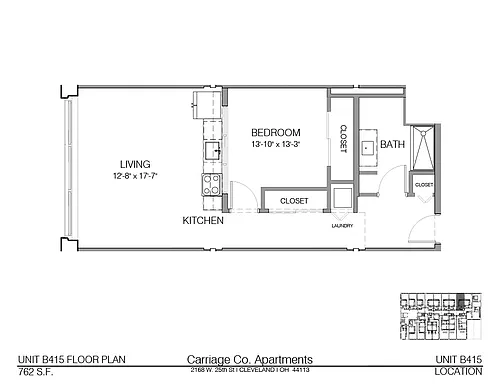 Floor plan c1-762 - 1 bed, 1 bath