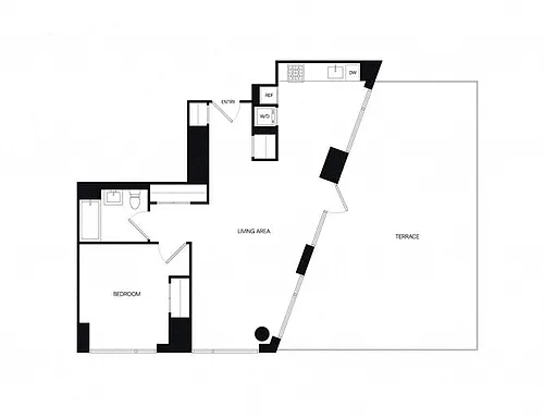 Floor plan 1BE Penthouse w/ Terrace