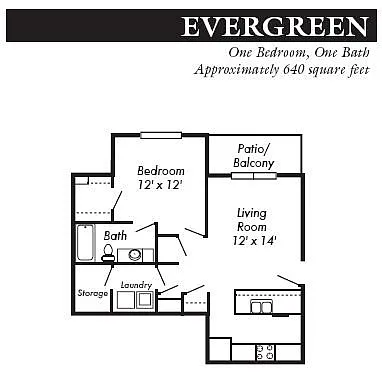 Floor plan 1 Bed 1 Bath Evergreen