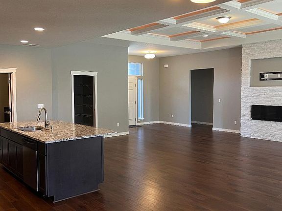 entry into home with living room and kitchen