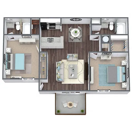 Floor plan B1: 2 Bed 2 Bath