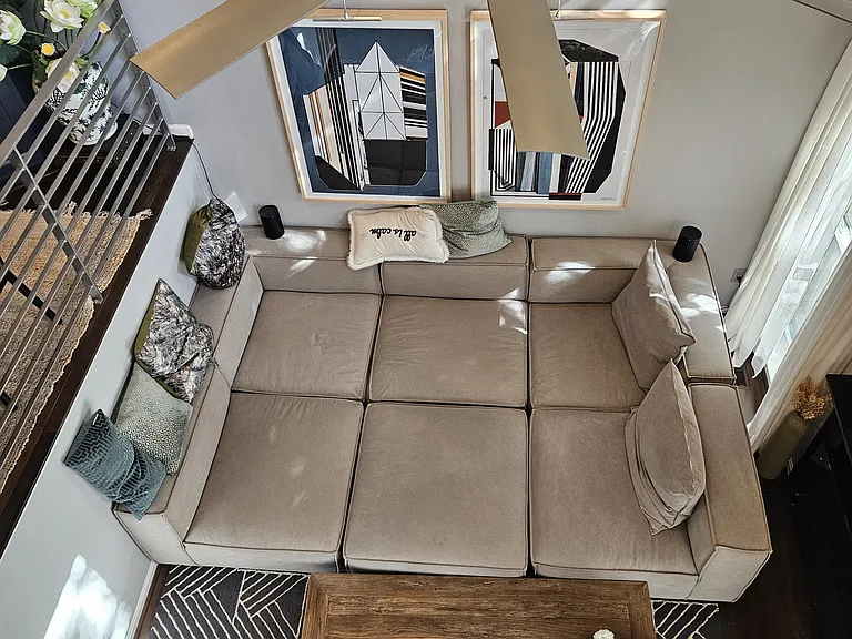 View from loft to living room