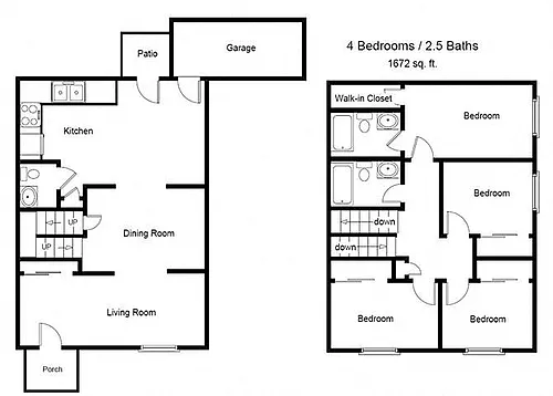 Floor plan Four Bedroom Townhome
