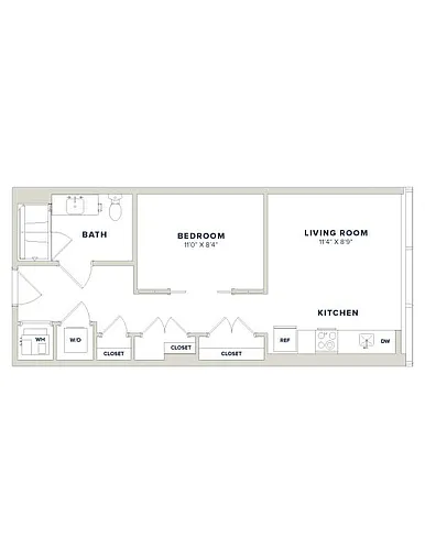 Floor plan 1 Bed-1 Bath JR-1A Luminary