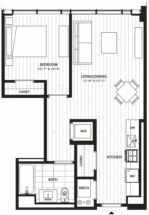 Floor plan 1 Bed/1 Bath-A9