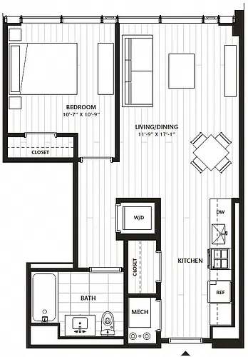 Floor plan 1 Bed/1 Bath-A9
