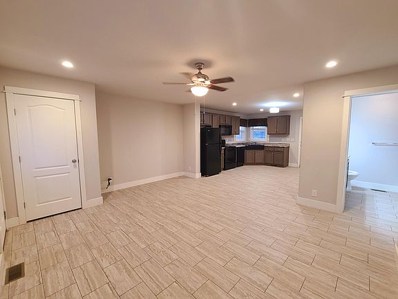 Tile floor in the living room and kitchen