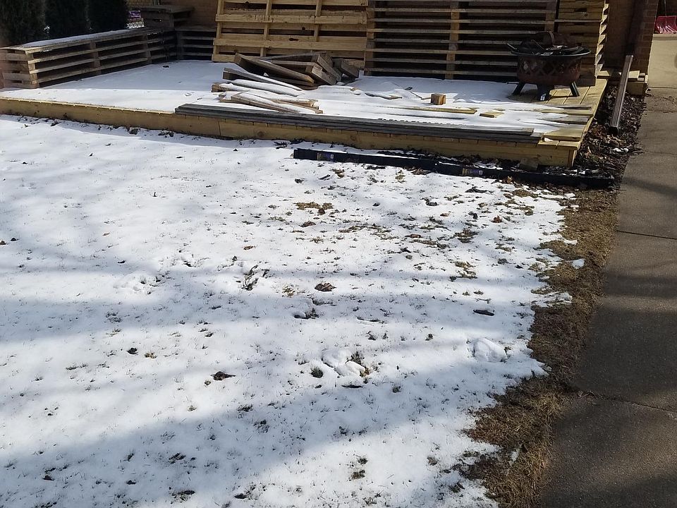 Pallet Deck located behind Garage.