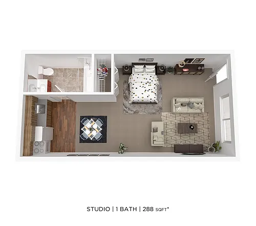 Floor plan Studio One Bath Open