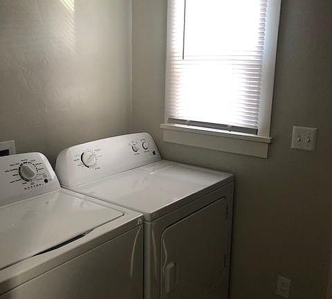 Laundry Room-new appliances and window coverings