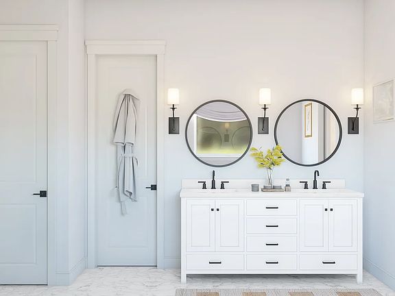Primary bath with matte black finishes