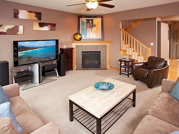 Cozy up to the nice gas fireplace