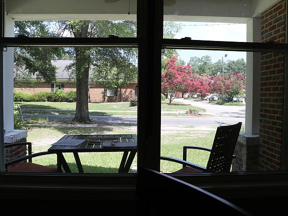View from dining through covered porch.