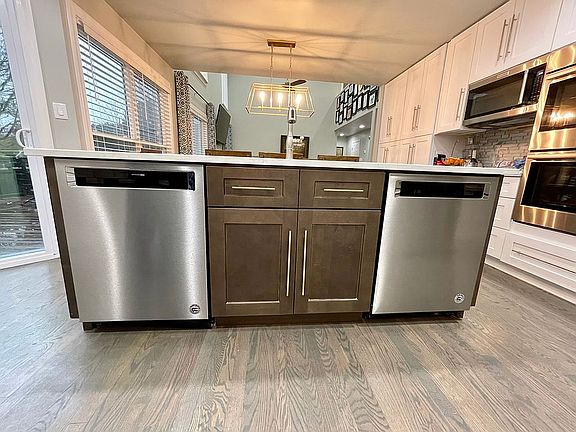 Dual dishwashers in island