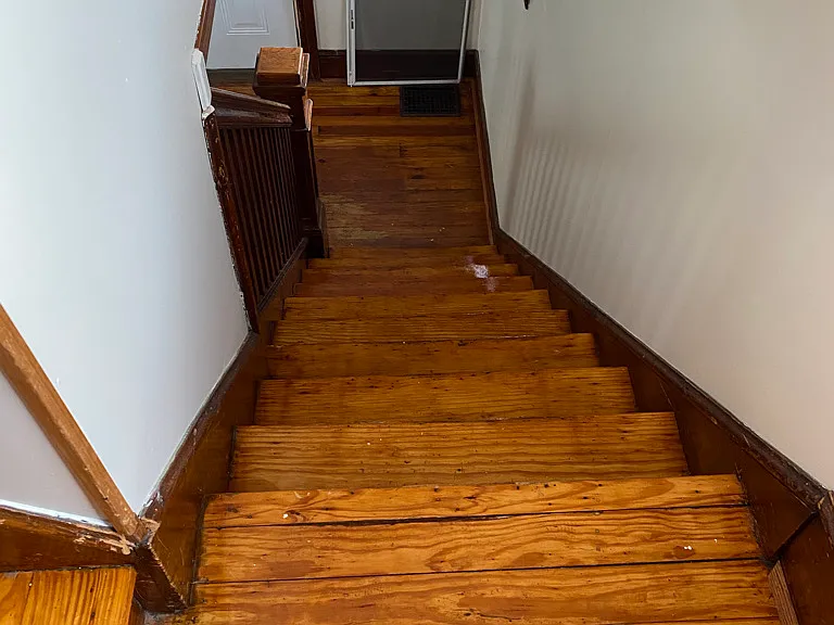 View of stairs returning to the first floor.
