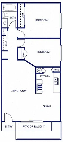 Floor plan Two Bedroom, One Bathroom