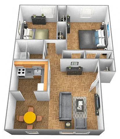 Floor plan 2 Bedroom 1 Bath - Northwood